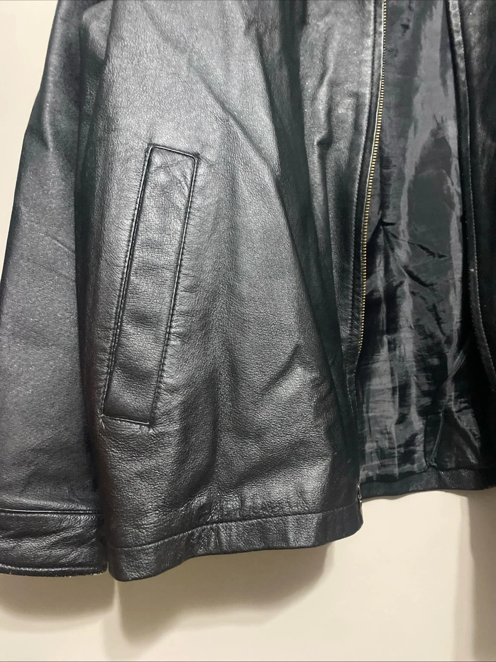 Vintage 90’s Phase 2 Black Leather Bomber Jacket - Men's Classic Zip Front